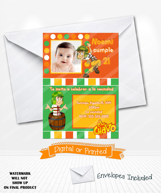 El Chavo del ocho birthday party invitations