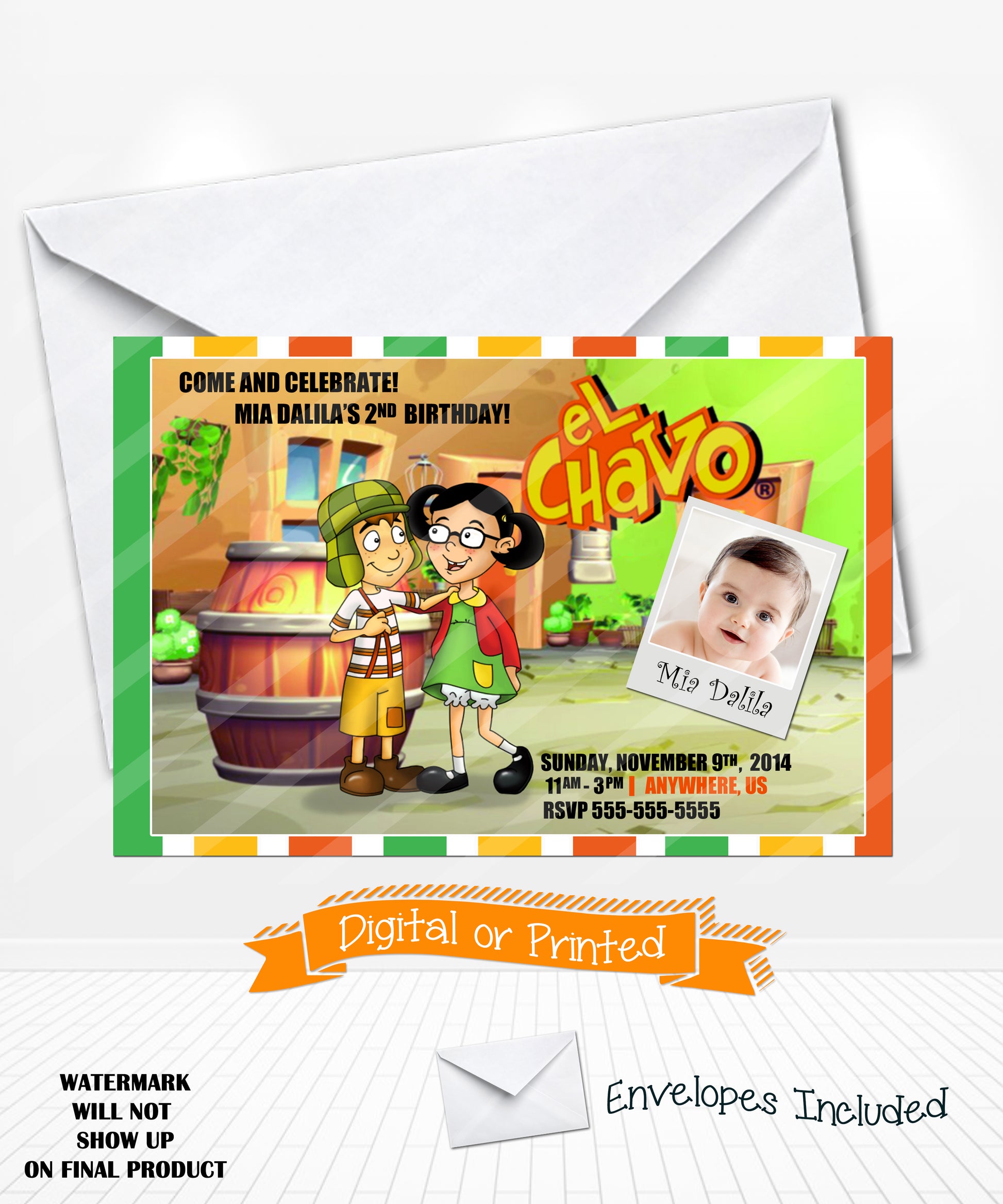 La chilindrina el chavo del 8 birthday party invitations