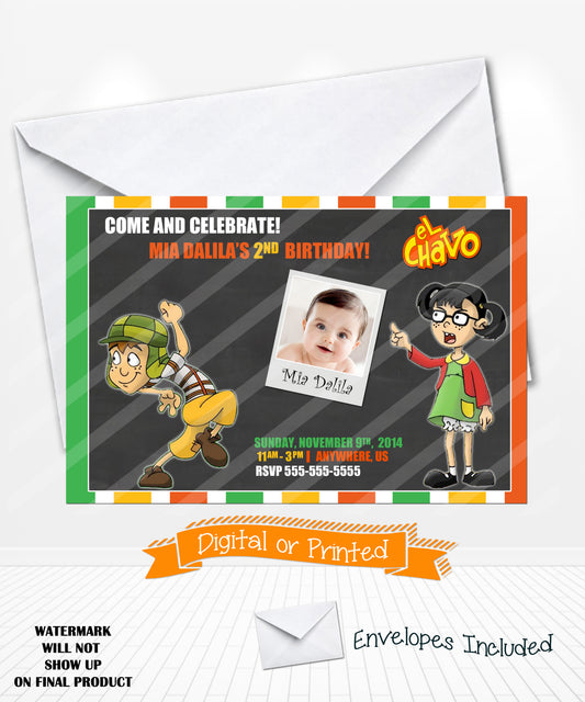chalkboard la chilindrina el chavo birthday invitations