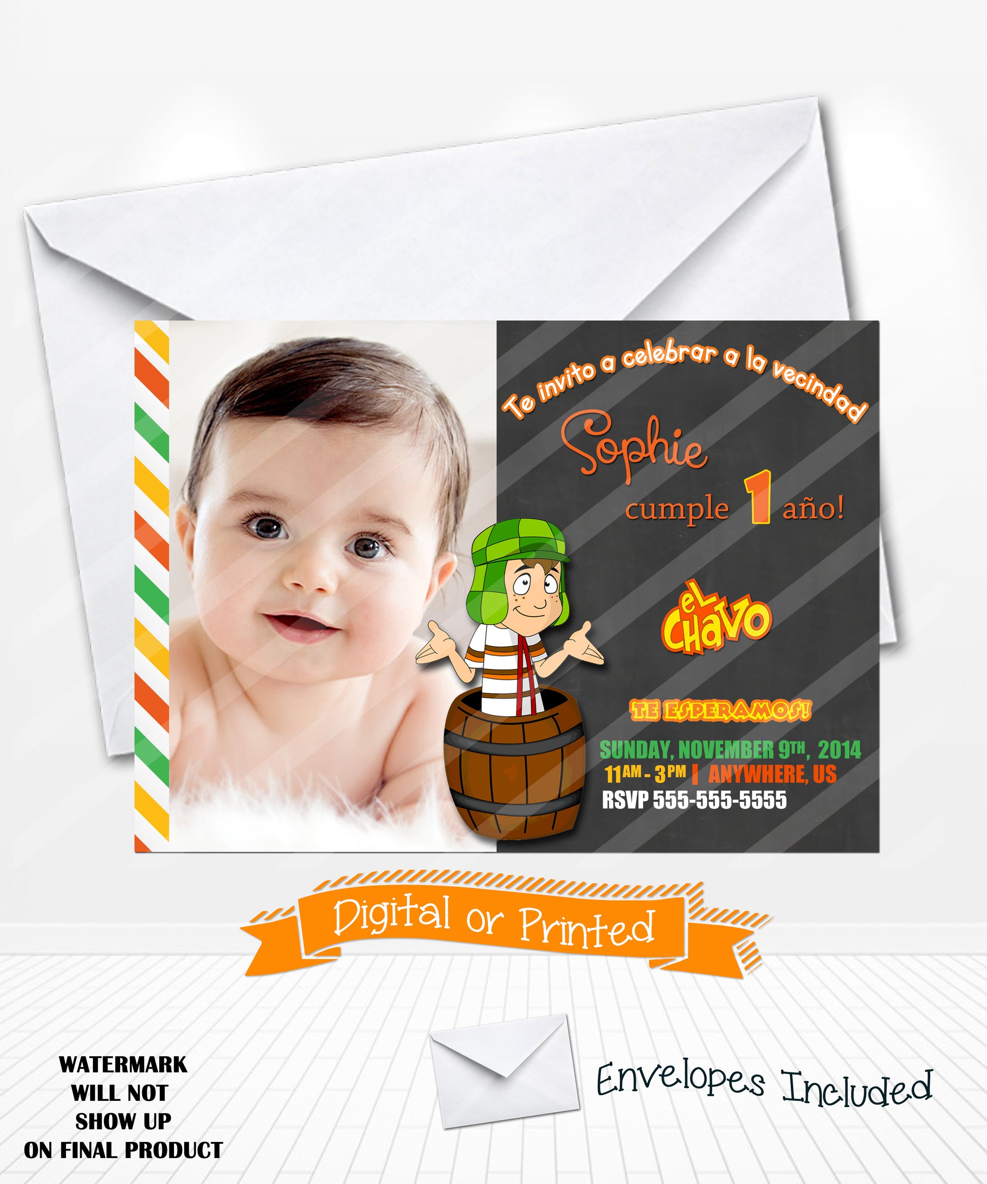 chalkboard el chavo birthday invitations