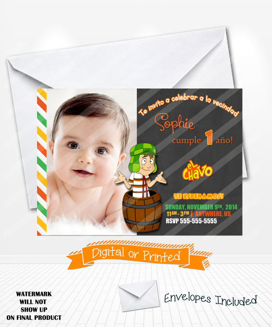 chalkboard el chavo birthday invitations