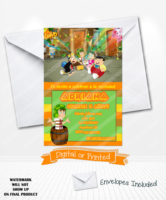 El chavo del ocho gang birthday invitations
