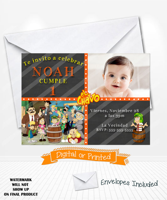 Chalkboard el chavo del ocho birthday invitations
