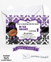 boss baby girl birthday invitation purple