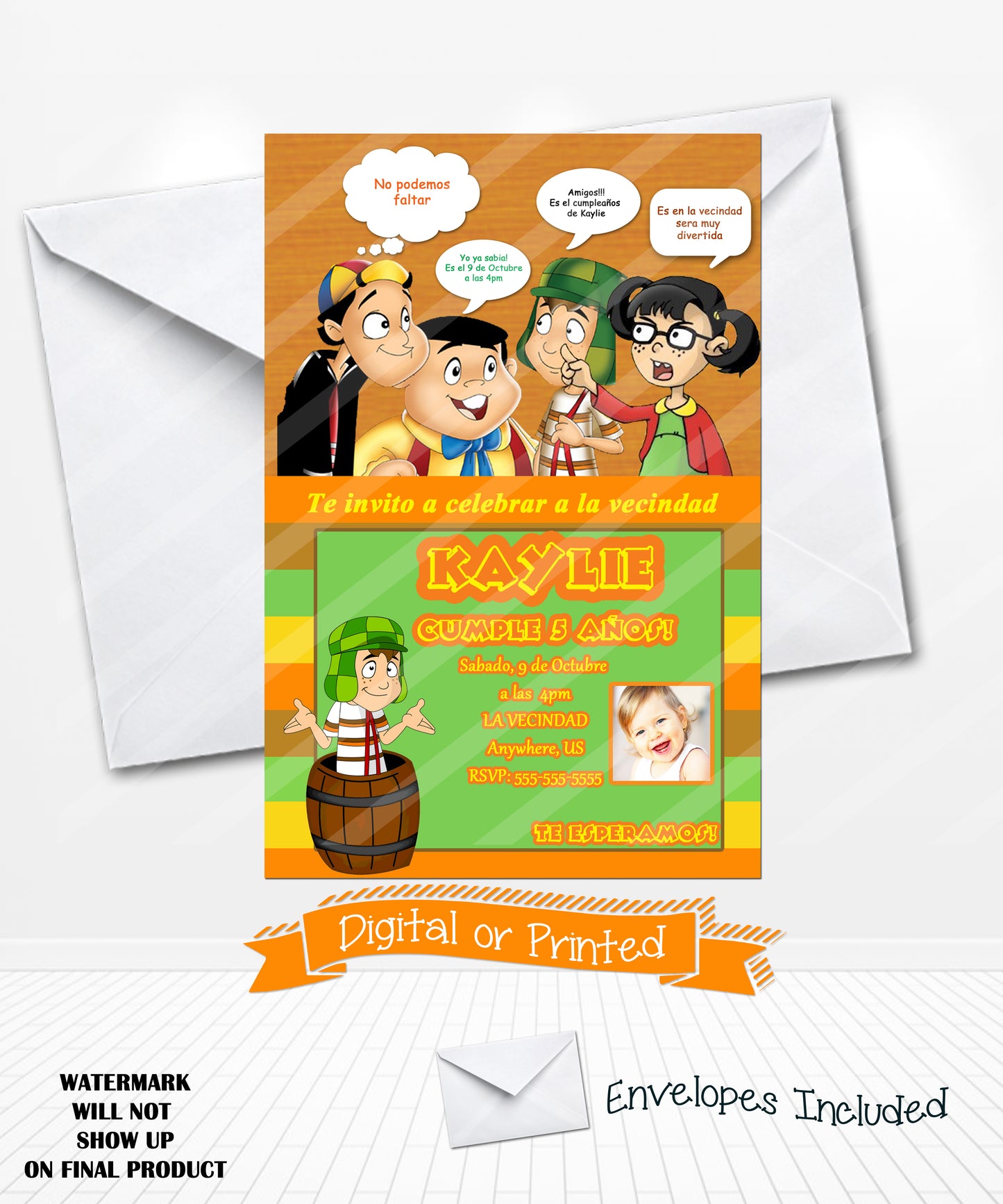 El Chavo La chilindrina Birthday Invitations