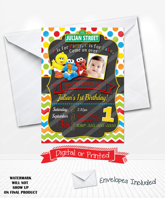 Baby Sesame Street Birthday Invitations