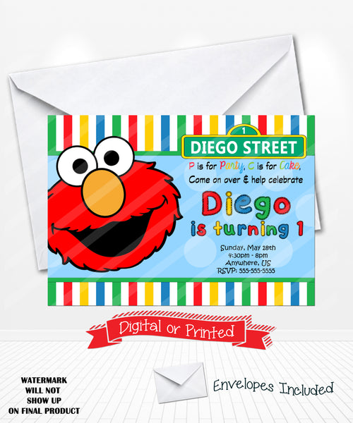 Elmo Sesame Street Birthday Invitations