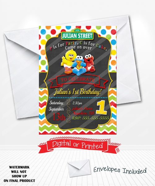 Baby Sesame Street Birthday Invitations