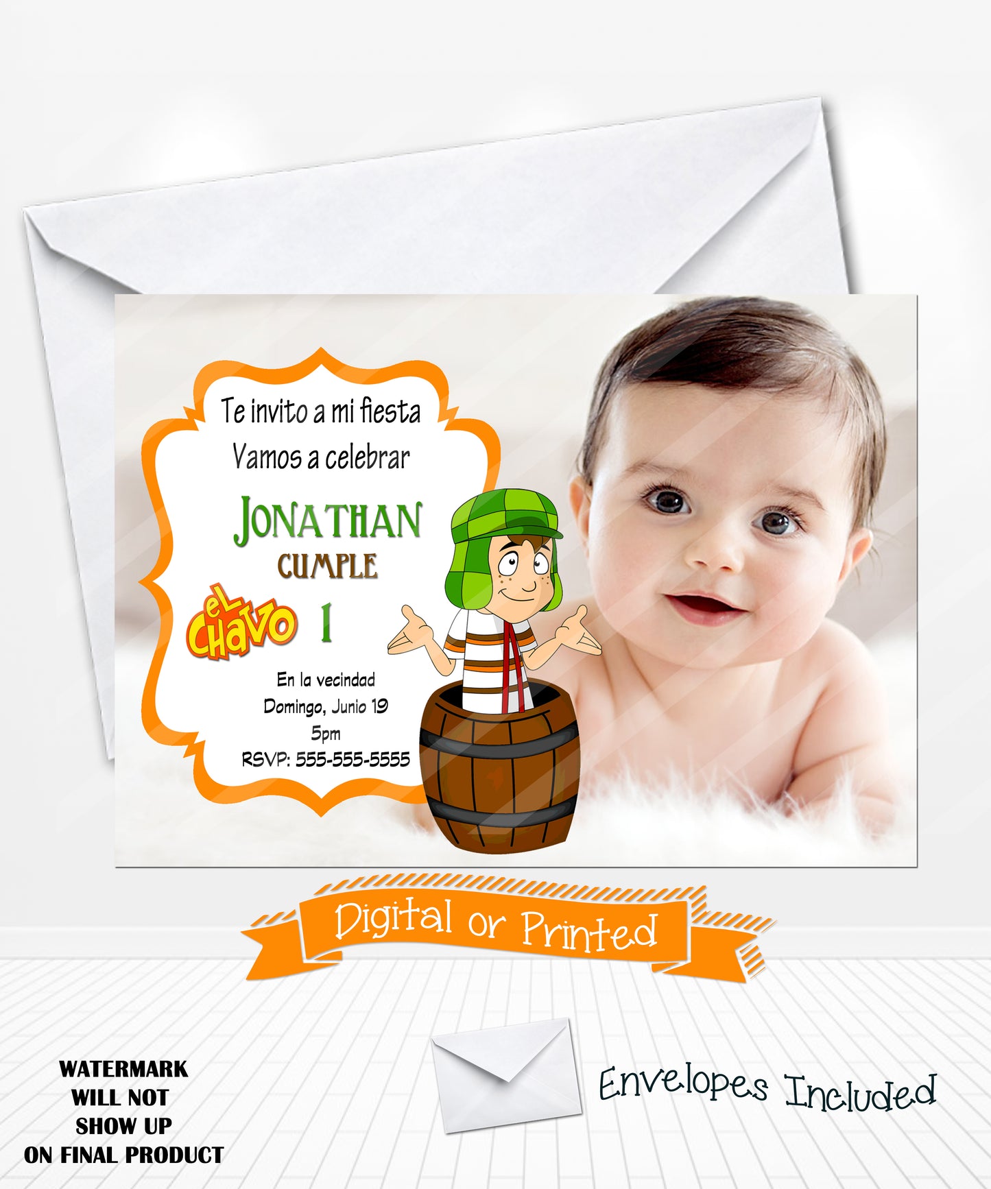 El chavo birthday invitation with photo