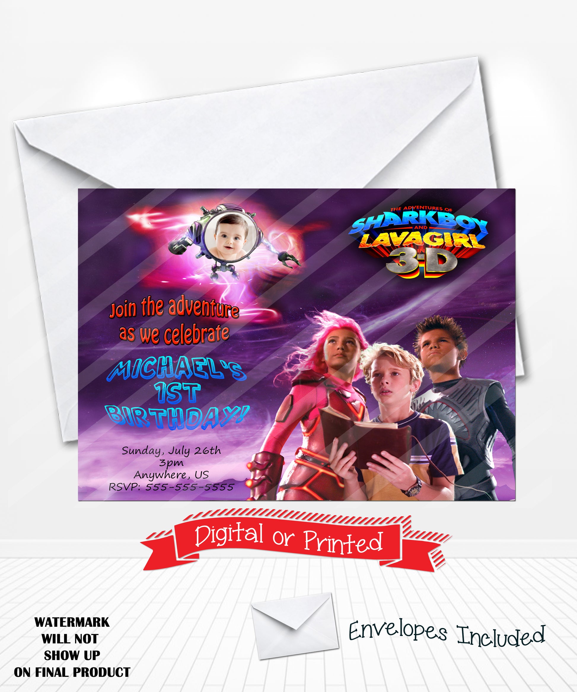 Sharkboy Lavagirl Birthday Party Invitations