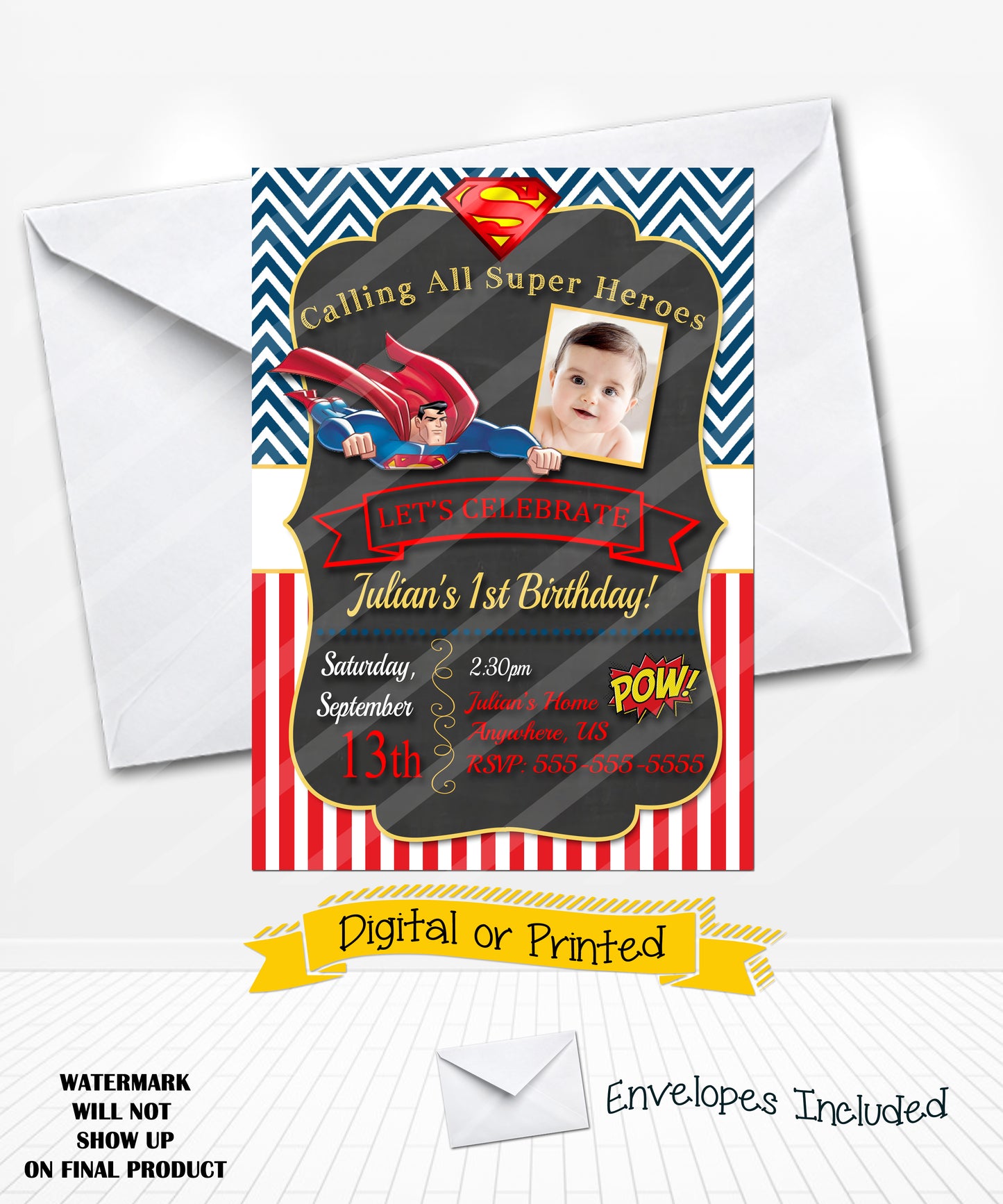 Superman Birthday Invitations Superhero