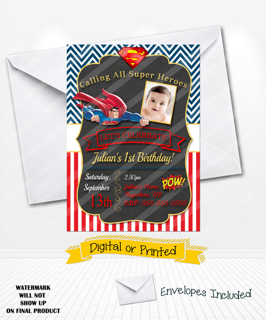 Superman Birthday Invitations Superhero