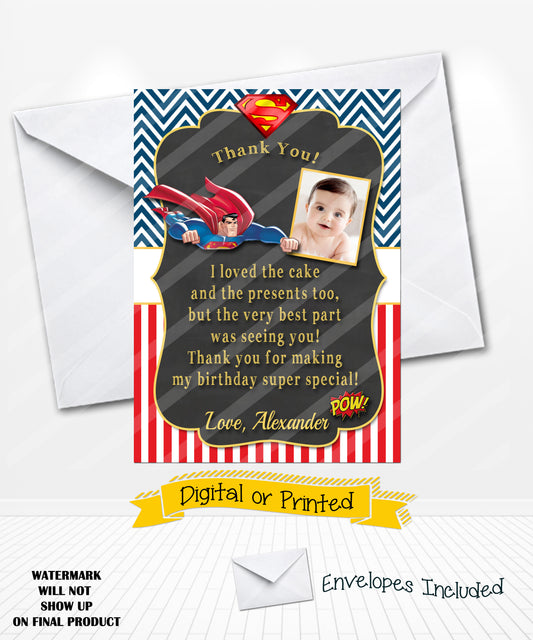 Superman Birthday Thank You Card