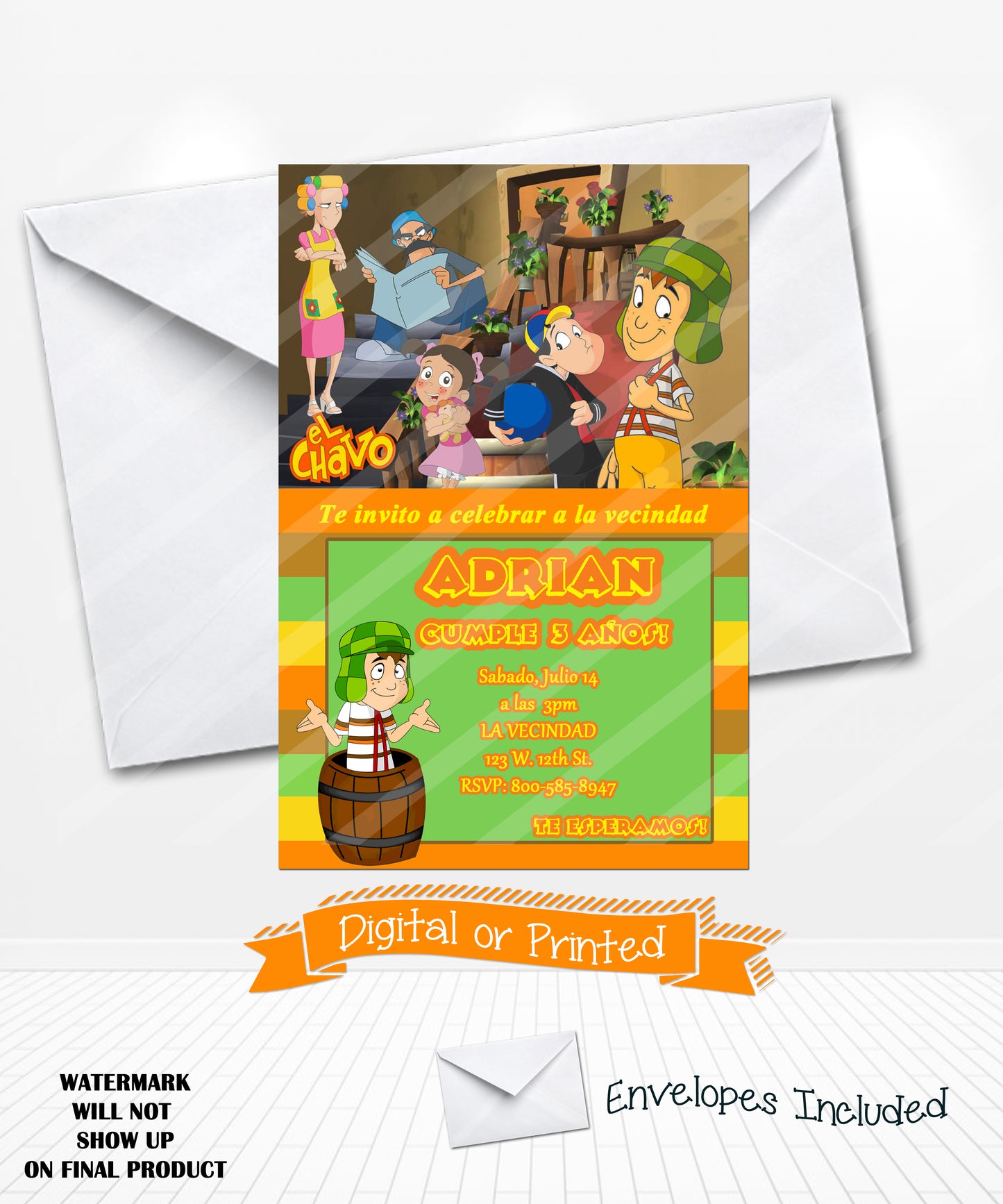 El Chavo del 8 birthday invitations