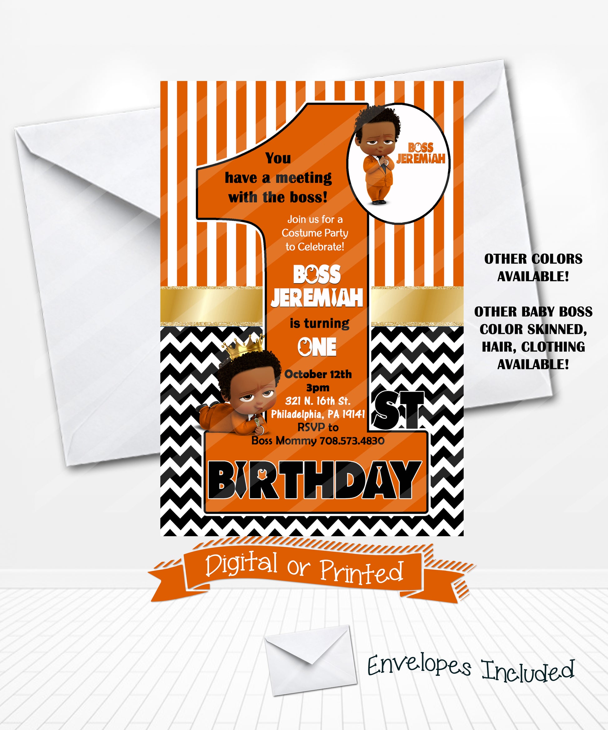 Boss Baby Halloween Birthday Party Invitations