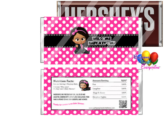 Boss Baby Pink Baby Shower candy wrappers 