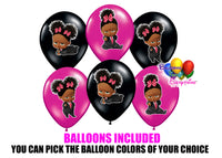 Afro American Dark Skinned Boss Baby Girl Balloons