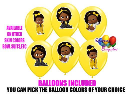 Afro American Yellow Boss Baby Girl Birthday Balloons