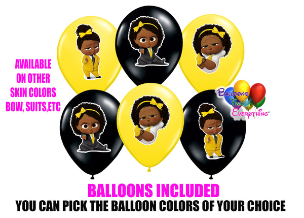 Dark Skinned Boss Baby Yellow Balloons