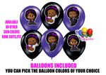 African American Boss Baby Purple Girl Balloons Dark Skinned