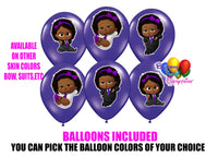 Dark Skinned Afro American Boss Baby Purple Girl Balloons