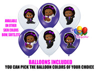 Dark Skinned Boss Baby Purple Girl Party Balloons
