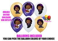 Dark Skinned Boss Baby Purple Girl Baby Shower Balloons