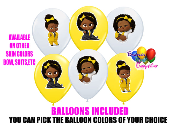 Yellow Boss Baby African American Birthday Balloons