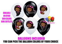 African American Boss Baby Birthday Balloons Pink Girl