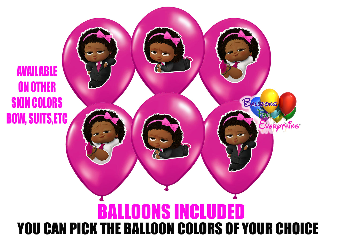 Dark Skinned boss baby party balloons 