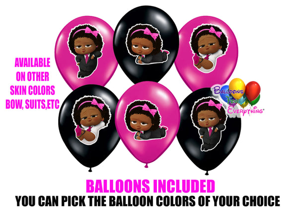 Dark Skinned Afro American Boss Baby Party Balloons