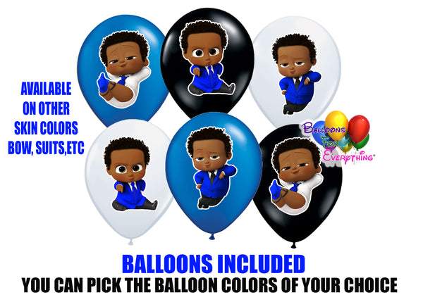 Dark skinned blue boss baby birthday balloons