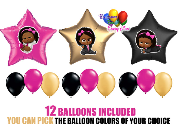 Pink Afro American Boss Baby Balloons
