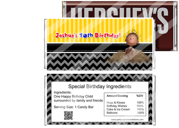 Peanuts Movie Birthday Candy Bar Wrappers