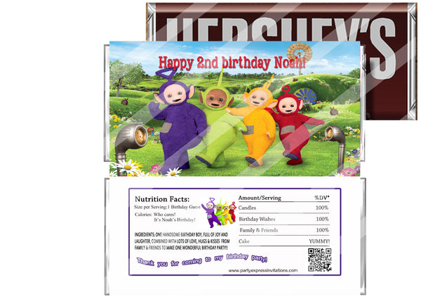 Teletubies Birthday Candy Bar Wrappers