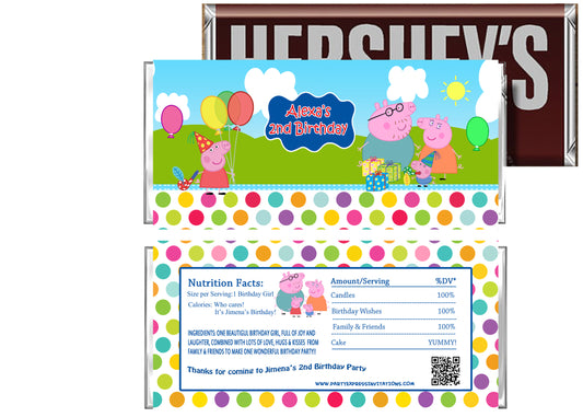 Peppa Pig Birthday Candy Bar Wrapper