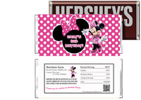 Hot Pink Minnie Mouse Birthday Candy Bar Wrapper