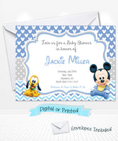 Baby Mickey Pluto Baby shower invitations