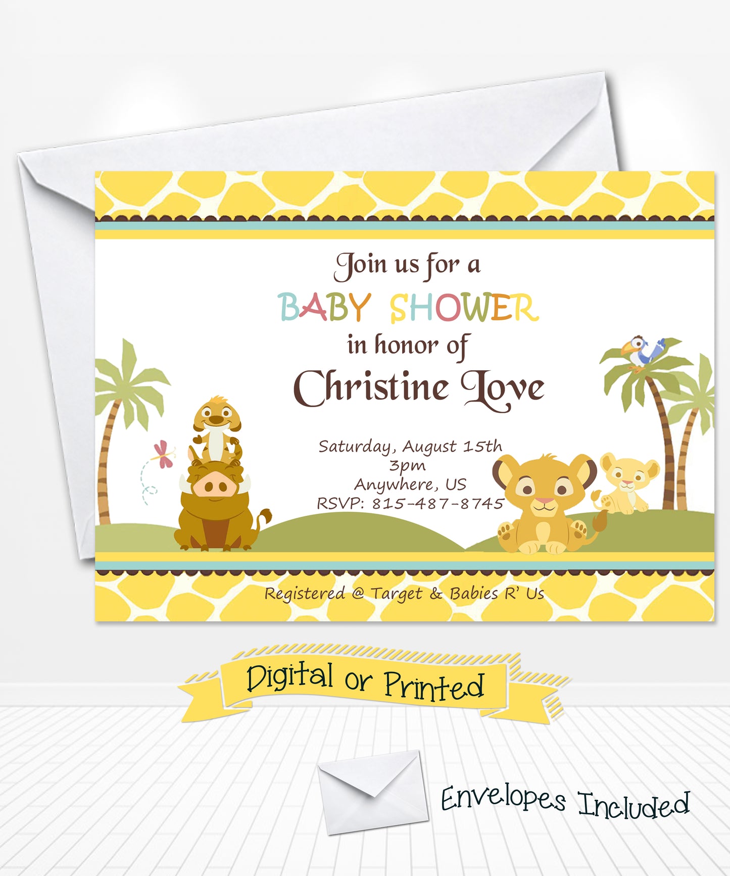 Baby Simba Lion King Baby Shower Invitations