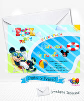 Mickey Mouse Pool Party Birthday Invitation