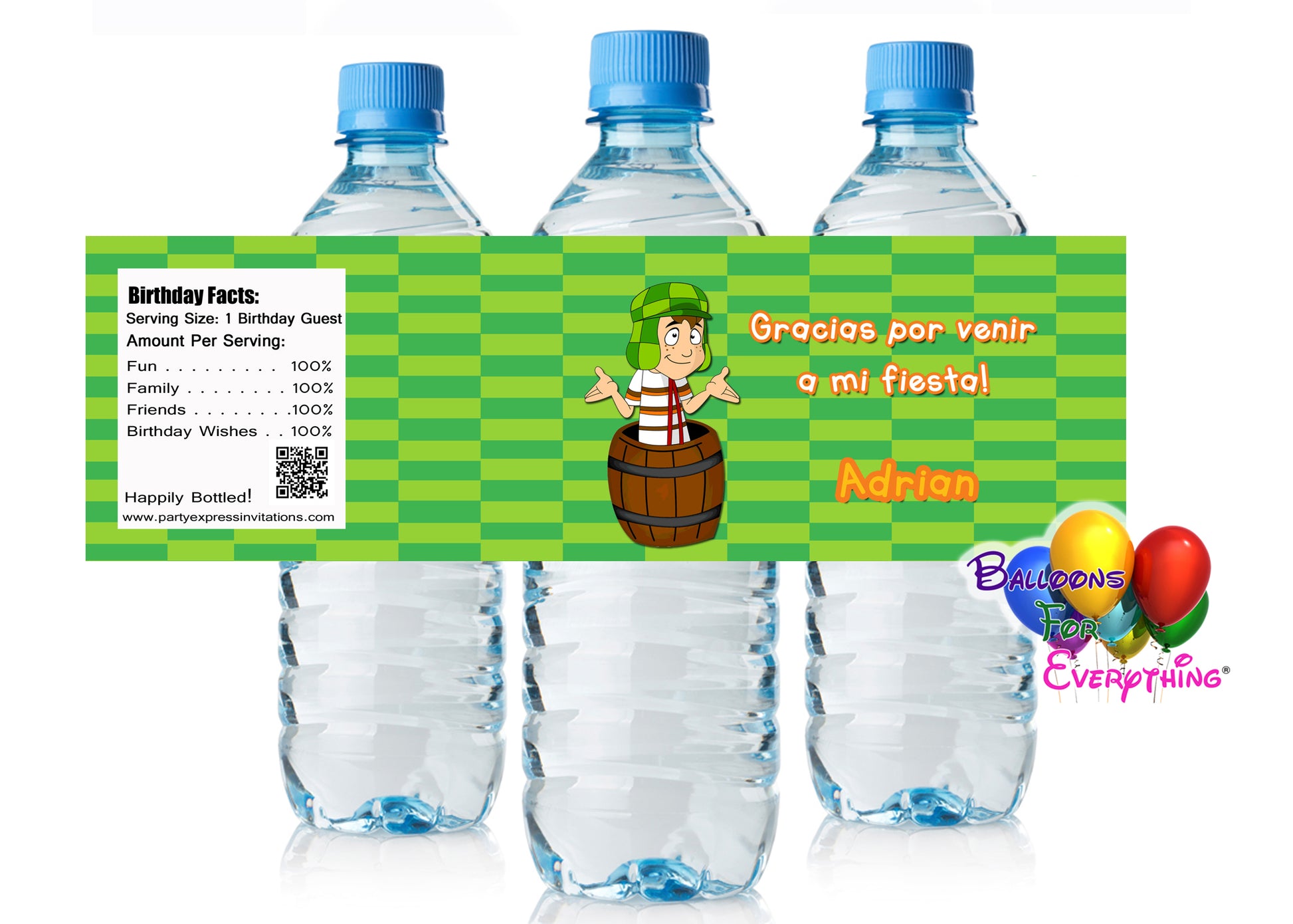 El chavo del 8 birthday water bottle labels