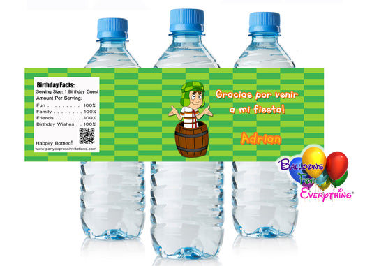 El chavo del 8 birthday water bottle labels