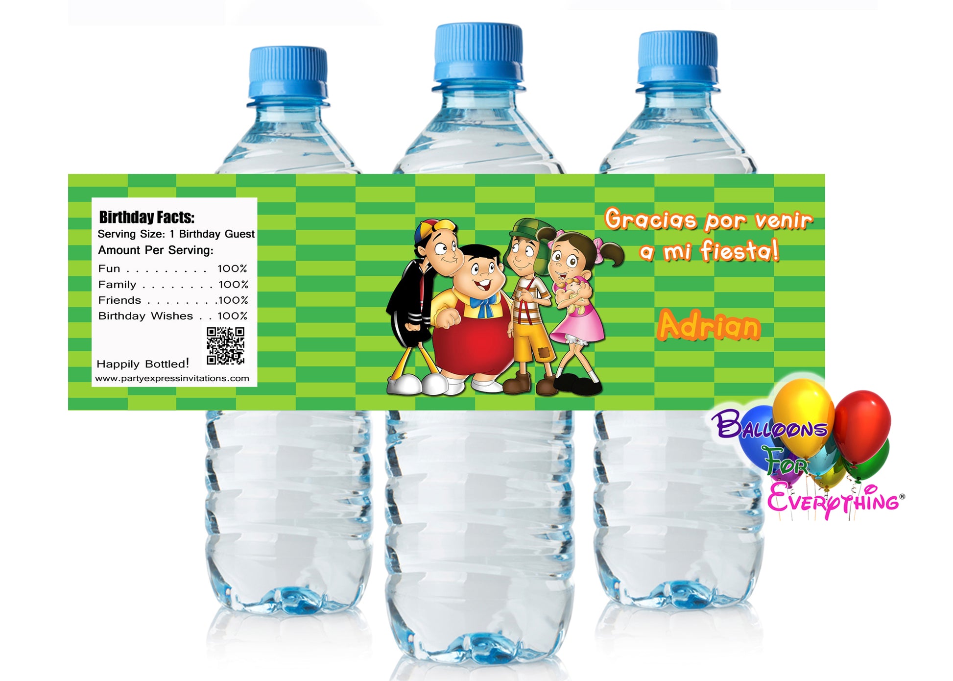 El chavo del 8 birthday water bottle labels