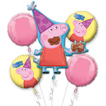 Peppa Pig Birthday Balloons Bouquet 5pc