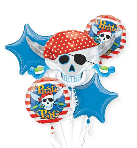 Skull Pirate Party Balloon Bouquet 5pc