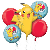 Pokemon Pikachu Birthday Balloon Bouquet 5pc Pokeballs