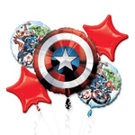 Avengers Captain America Shield Birthday Balloon Bouquet 5pc