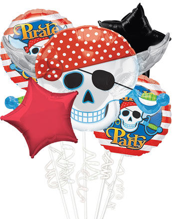 Pirate Skull Party Balloon Bouquet 5pc