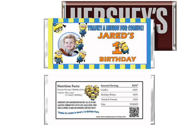 Minions Birthday Candy Bar Wrappers