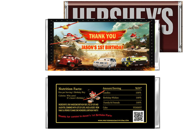 Disney Planes Fire and Rescue Birthday Candy Bar Wrappers